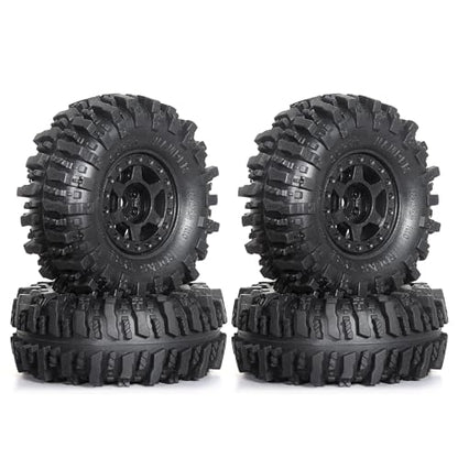 REDSPIDER 1.0 Beadlock Wheels and Tires Set（4pcs） 1.0 Crawler Tires 55 * 23mm Plastics 1.0 Wheel Lightweight Design 1/18 1/24 RC Crawler Tires for SCX24 TRX4M FMS FCX24 FCX18 AX24 (at Tires)