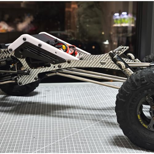 Wolf-Head Carbon Fiber LCG Chassis Kit, Silver Rails | With 3D Printed Panels Electronics Tray, Forward Angled Delrin Skid Plate, for 1/10 RC Crawler 1.9S Cheater Rigs Comp Builds - color: Silver Kit