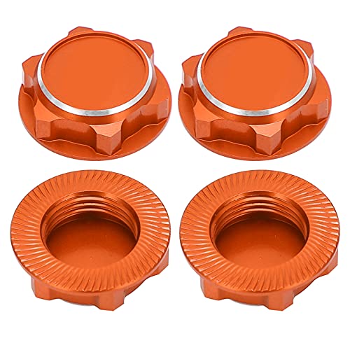 17mm Hex Wheel Nuts, 4pcs Aluminum Alloy 17mm Self Lock Hex Wheel Nuts Adapter Dustproof Caps for 1/8 RC Car Track Wheel Rims (Orange) - color: Orange