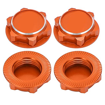 17mm Hex Wheel Nuts, 4pcs Aluminum Alloy 17mm Self Lock Hex Wheel Nuts Adapter Dustproof Caps for 1/8 RC Car Track Wheel Rims (Orange) - color: Orange