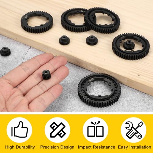MECCANIXITY 48P Hardened Steel Pinion Gear, 18T 3.175mm Shaft Metal Motor Gear with Hex Key for RC Brushless Brush Motor Model Car Replace(Black) - size: 18T