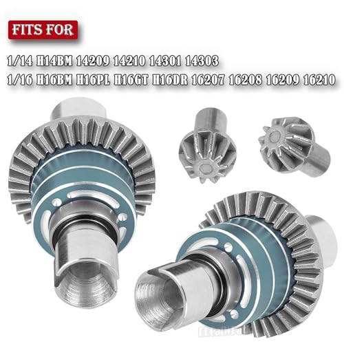 RC Front Rear Differential & Input Gear Upgrades Part for 1/14 H14BM 14209 14210 14301 14303 1/16 H16BM H16PL H16GT H16DR 16207 16208 16209 16210,BRCatWPark Steel Front & Rear Diff Set,Titanium - color: Titanium - (Front Rear Differential & Input Gear)