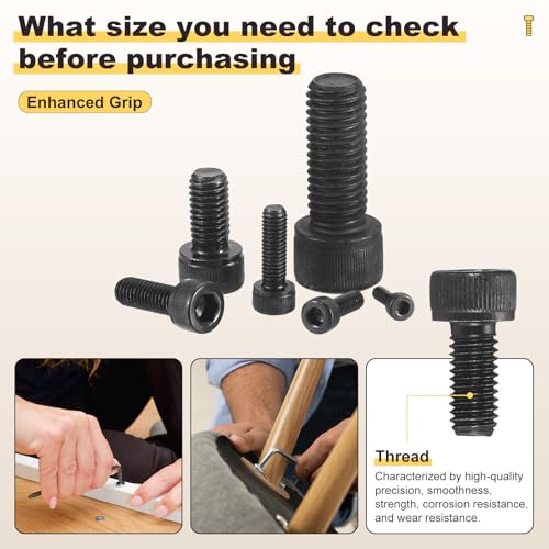 METALLIXITY Hex Socket Head Screws Kit (M8) 70Pcs, Bolt and Nut Assortment Kit, Black - size: M8x10/12/16/25/30/35mm