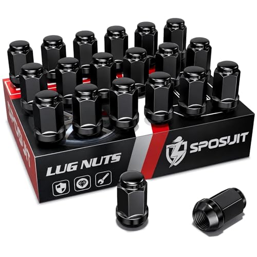 Sposuit 20 Pcs M12x1.5 Black Lug Nuts, 19mm Hex - Replacement for Chevrolet | Compatible with Chevrolet Cruze, Equinox, Malibu, Trax, Honda Accord, Civic, Dodge Journey, Grand Caravan, Ford Fusion, Focus - color: Black, size: M12x1.5, style: 20 Pcs HexDri