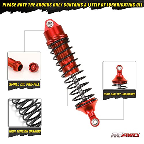 RCAWD Shock Absorber Front Rear for LOSI 1/10 Lasernut U4, Tenacity DB Pro, TENACITY TT Pro 4WD SCT Upgrades, RC Shocks Damper 90mm 100mm, Hop Ups Parts #LOS233011, LOS03028, LOS03027, LOS03019 Red - color: Red