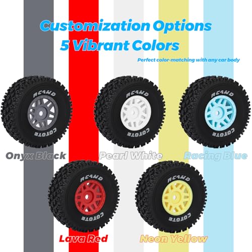 RCAWD Mojave Grom & 1/16 Slash 4X4 Pre-Glued Wheel Tire Sets, Balance Grip & Durability Nylon Rubber 12mm Hex Adapter 4mm for Traxxas & ARRMA Upgrade Parts All Terrain Adaptation 4pcs White - color: White