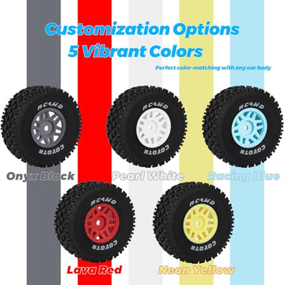 RCAWD Mojave Grom & 1/16 Slash 4X4 Pre-Glued Wheel Tire Sets, Balance Grip & Durability Nylon Rubber 12mm Hex Adapter 4mm for Traxxas & ARRMA Upgrade Parts All Terrain Adaptation 4pcs White - color: White