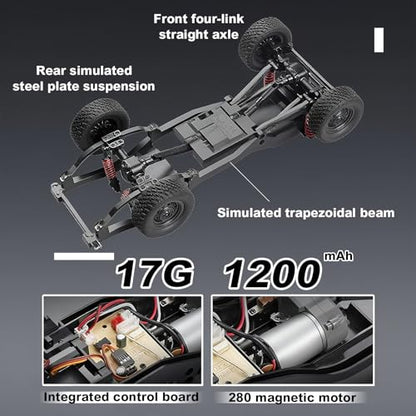 jaming WPL MN82S 1/12 RC Rock Crawler, 2.4Ghz Remote Control Truck, 4WD Off-Road RC Pickup with LED Lights Hobby Grade Toy Gifts for Adults Kids (MN-82S LC79) - color: Black