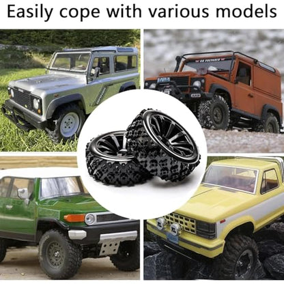 High-Performance 4-Pack Off-Road 12mm Hex Rc Wheels and Tires | 1/10 Scale Rc Tires Upgrade for Enhanced Driving Experience (Black) - color: All Black