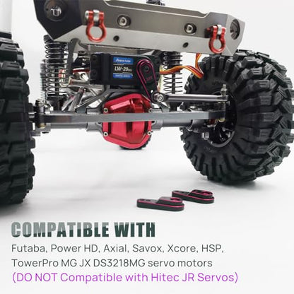 Aluminum 25T Servo Horn for 1/10 SCX10 Traxxas TRX4 RC Crawler(Black Red) | 25 Teeth Steering Servo Arm,Hi-Torque,Axial Tamiya 1/10 Scale,CNC Machined,High Strength,Precision Fit - color: Black Red