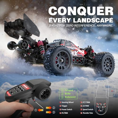 Hosim Brushless RC Buggy for Adults and Kids 60KM/H, 1/14 Electric High Speed All Terrain Remote Control Car, Hobby RC Trucks 4x4 Off Road RC Car, Waterproof RC Vehicle for Snow/Sand/Beach Age 8+