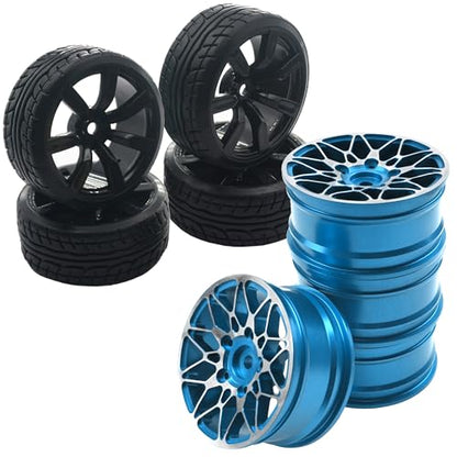 OD62mm Hard Plastic RC Drift Car Tires & Wheel Rims 12mm Hex Tyre & Metal Wheel Rims RC 12mm Hex Hubs 1/10 RC Drift On-Road Racing Touring Wheel Rim