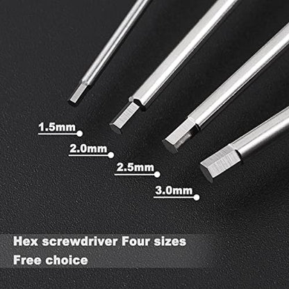 Drone Tool Kit -4Pcs RC Hex Driver Set –1.5mm Allen Wrench 2mm 2.5mm 3mm Aluminum Handle Steel Hexagon Screwdriver for traxxas RC Car Truck FPV Helicopter - size: 4pcs Silver