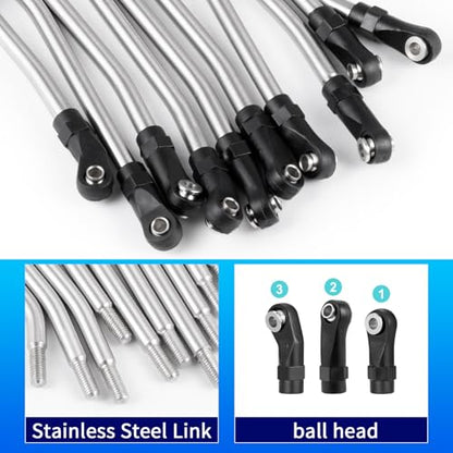 RCLIONS High Clearance Suspension Links Linkage for Redcat Ascent Fusion | 1/10th RC Crawler Car Upgrade Parts,Made of Stainless Steel