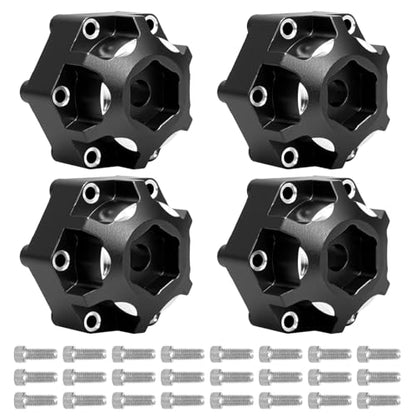 4Pcs Wheel Hex Hub Adapters Aluminum Wheel Spacers for All 1/10 RC Car Truck SCX10 TRX4 Slash Rustler Stampede Granite (Black) - color: Black