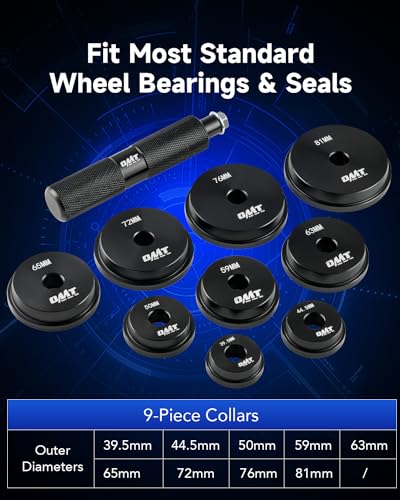 Orion Motor Tech Bearing Press Kit, 10pc Bearing Race and Seal Driver Set with Seal Driver and 9 Bearing Adapters, Seal Installer Bearing Driver Kit for Bearing Installation, with Blue Case - size: 39.5-81 mm