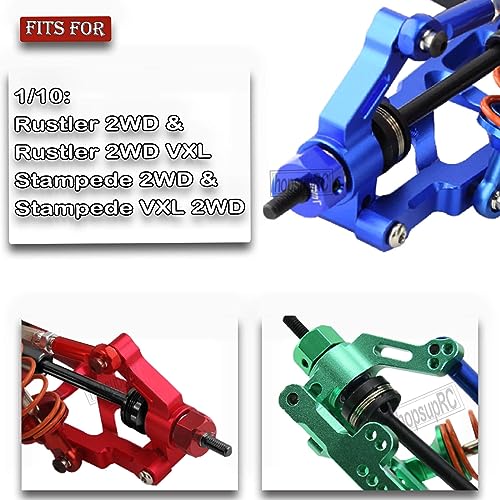Big Bore RC Shocks Upgrades Part for 1/10 Rustler/Stampede 2WD, Aluminum A Arm & Caster Block & Steering Blocks & Rear Stub Axle Carriers & Adjustable Turnbuckles Camber Link,Red - color: Red/Axle Carriers-Arm-Link-shock