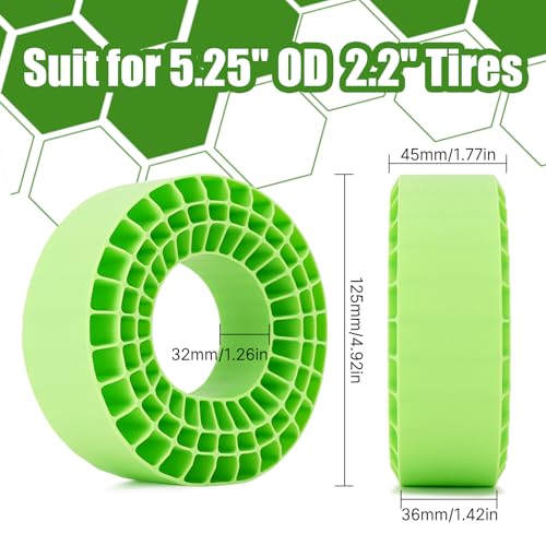 INJORA Silicone Rubber Inserts for 132-134mm (5.25" OD) 2.2" Tires, GN - color: Green