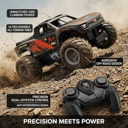 Amphibious Remote Control Car Monster Truck - 4WD Waterproof 1:16 Large All Terrain Off Road Vehicle Batteries RC Drift Cars Beach Pool Toys Gifts for Boys Kids 8-12 - color: Orange