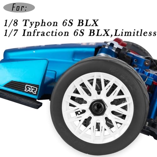 RC Tires Wheels for 1/7 Infraction 6S BLX,1/8 Typhon 6S BLX,Limitless,Rubber Highway Wheels Soft Tires Truck Tire Highway Tires,4PCS White - color: White(4pcs Tires)
