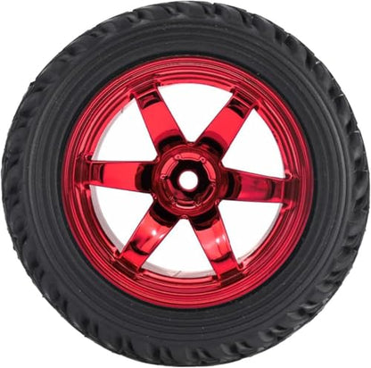 4PCS 75mm Rubber Tires and 6Spokes Plastic Wheel Rims Tyre for 1/10 RC On-Road Drift Racing Car 1:14 1:16 Rally Car for Tamiya Kyosho HPI HSP TT02 Upgrades Parts (Red) - color: Red