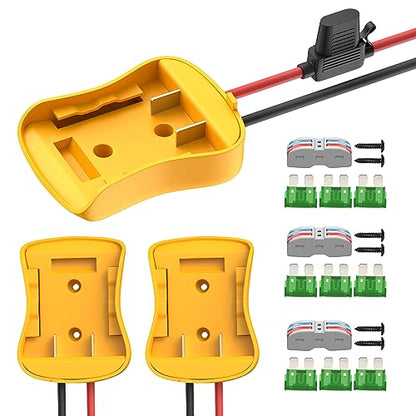 RVBOATPAT Power Wheel Battery Adapter Compatible with Dewalt 20V Battery Adapter Converter Kit 12 AWG Wire with Fuses and Connectors - 3 Pack - color: 3 Pack