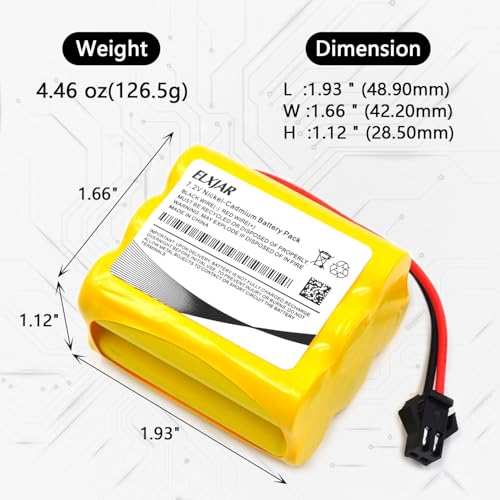 (4-Pack) 7.2V 800mAh Ni-Cd Battery with SM-2P Plug for RC Toys | Fits compatible Fisca TR-211 and Huina 1550, 1560, 1570, 560, 570 RC vehicles; includes 2 USB charging cables. - color: 4-Pack