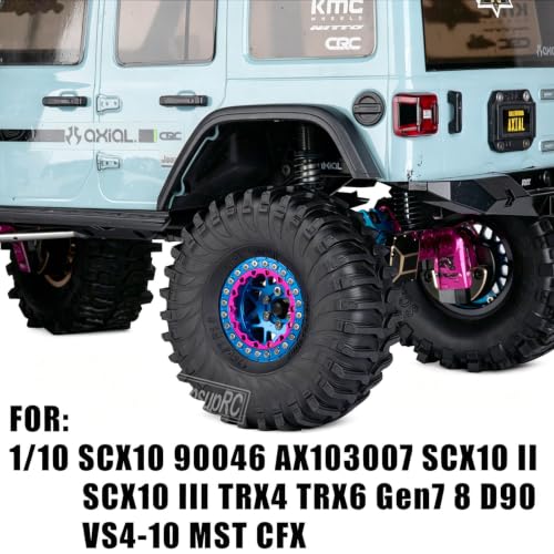 1.9 RC Wheels and Tires for 1/10 SCX10 90046 AXI03007 TRX4 TRX6 VS4-10 Gen7 Gen8 MST CFX D90.Aluminium RC Truck Tires Highway Tires 1.9" RC Wheels 1.9 Beadlock Wheel Rim RC Tires,Navy Blue - color: Navy Blue(1.9tires)