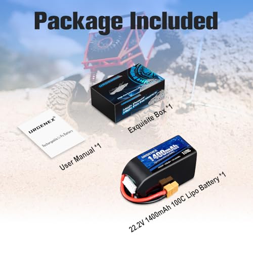 6S Lipo Battery 1400mAh 22.2V 100C with XT60 Plug Fit for FPV Drone Quadcopter Helicopter Airplane Rechargeable Racing Battery - style: 1PACK