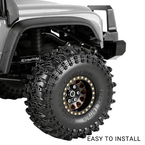 RC 1.0 Beadlock Tires for 1/18 TRX4M / Ascent-18 / SCX24 / FCX24 RC Crawler,1.0 In High Traction High Grip Rubber Tires w/Foam Insert,Style 3 - style: Style3(4pcs)