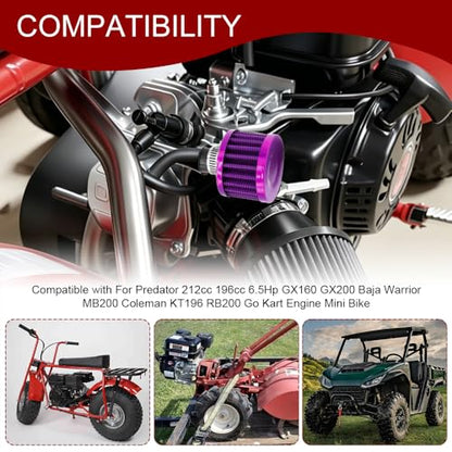 2PCS Valve Cover Breather Filter, Crankcase Breather Filter, Auto Cone Mini Oil Air Intake Filter, Car Valve Cover Oil Breather Turbo Vent Crankcase Cleaner Accessory for Most Cars (Purple)