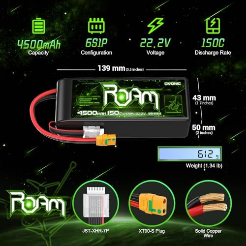 OVONIC 6S Lipo Battery 4500mAh 22.2V 150C with XT90-S Plug for RC Truck Truggy Buggy Tank RC Car Racing Hobby