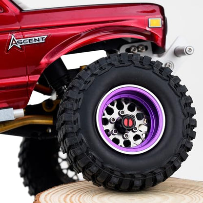 4PCS Grade 5 Titanium Wheel Face Aluminum 1.0 Inch Wheels Hubs for 1/24 Axial SCX24 TRX4M FCX24 Redcat Ascent-18 1/18 RC Crawler Car Upgrade Parts - color: Purple