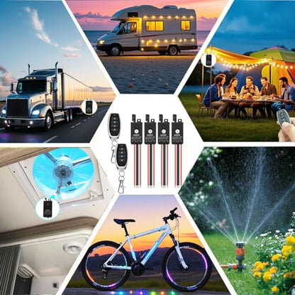 Mini Wireless Switch 12V,4 Way Remote Switch DC 5V/12V/24V/48/10A Relay. | with 328FT Long Range for Motor,LED Light,Water Pump,Track Lights,Car Led Light,Patio Lights,Fan. - size: 5V-48V 4way remote switch-10A Relay