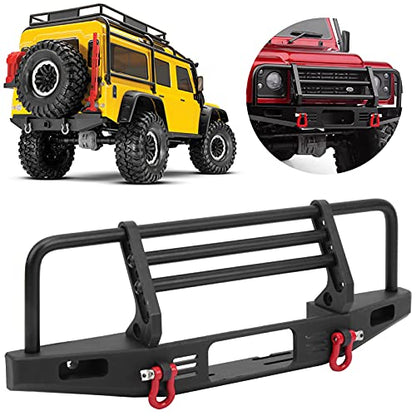 Metal RC Bumper Black Front Bumper with 2 LED Lights Adjustable Mount 3 Brackets and Tow Hooks for 1 10 RC Car for SCX10 90046 Trail Crawler Users