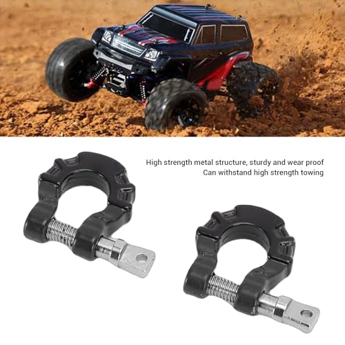 Metal Tow D Ring Shackle for 1/10 Axial SCX10 RC Crawler (Black) | Thick Alloy High Tensile Strength Firm Lock Para Exterior RC Off Road Rescue Towing Use - color: Black