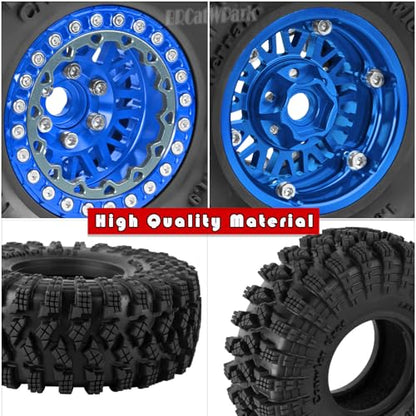 4Pcs RC 1.9 Wheel Tires for 1/10 TRX4 TRX6 SCX10 SCX10 II 90046 SCX10 III AXI03007 SCX10 Pro Gen7/8 D90 VS4-10 MST CFX RC Crawler Car,12mm Hex Wheels Rims & Rubber Tires w/Sponge,Navy Blue - color: Navy Blue - (1.9 Beadlock Wheel)