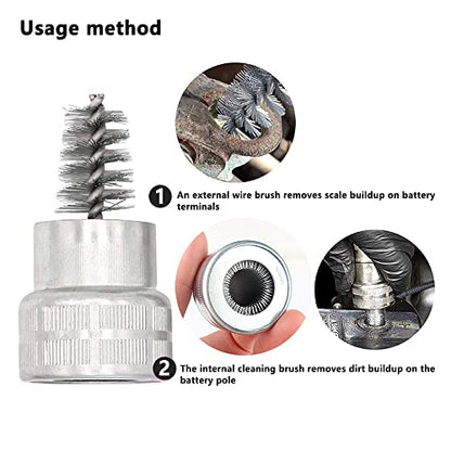 12 in 1 Battery Terminal Cleaner Kit - Must Have Tool Best for Extend Car Marine Battery Life with 10PCS Fiber Washers Protector and 2PCS Cleaning Brush