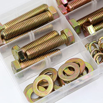 48Pcs Grade 8.8 M10 Hex Head Screws Bolts and Nuts Flat & Lock Washers Assortment Kit 40mm 50mm 70mm 80mm - color: M10--12Sets Bolts and Nuts Kit