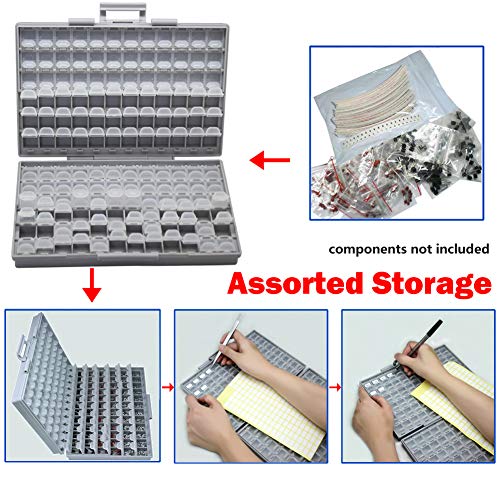 2 AideTek BOXALL144 SMD SMT Resistor Capacitor 1206 0805 0603 Box Organizer Craft Beads Storage 144 Compartments for each box - style: 2BOXALL144