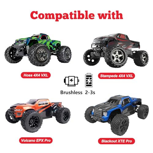 HobbyPark PreGlued Mounted 12mm Hex Hubs RC Truck Tires and Wheels 2.8 Tires with Foam Inserts for Traxxas Rustler Stampede Hoss 4x4 Redcat RC Monster Truck Set of 4 (128x67mm(HxW)) - size: 128x67mm(HxW)