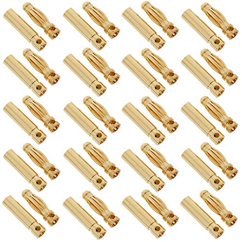 20Pairs Gold-Plated 3.0MM 3MM Banana Plug Bullet Male Female Connector Adapter for RC Lipo Battery ESC Motors - size: 20 Pairs 3.0MM