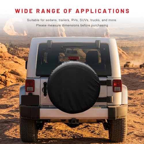 15 Inch Spare Tire Cover, Dustproof Scratch-Resistant Automotive Spare Wheel Protector with Elastic Band, Waterproof Thickened PVC Leather Tire Cover for SUV Truck Trailer RV - color: 15 inches