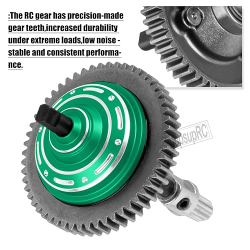 54T Main Gear&Differential Case Upgrades Part for 1/10 Slash/Rustler/Stampede/Hoss 4X4(VXL),Slash 4WD(Platinum/Ultimate),Metal Slipper Clutch Eliminator Differential Locker Gear.Green - color: Green(54t)