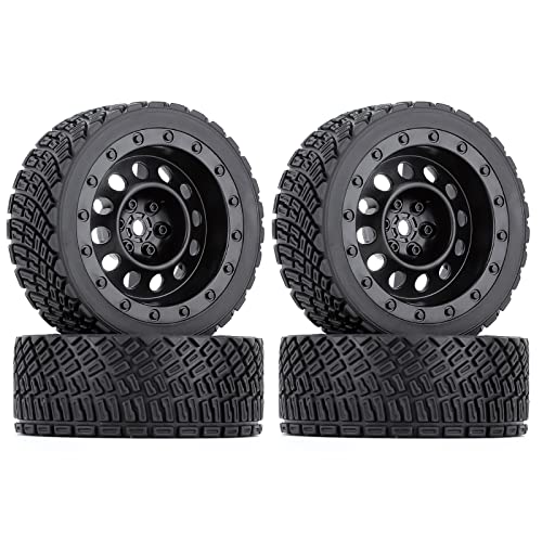 4PCS 65mm RC Rally Car Rubber Tires and Plastic Vintage Wheel Rims 12mm Hex Compatible with 1/10 RC On-Road Rally Racing Car for Tamiya Sakura HSP HPI WR8 TT02 WLtoys RC Parts(Black) - color: Vintage Black