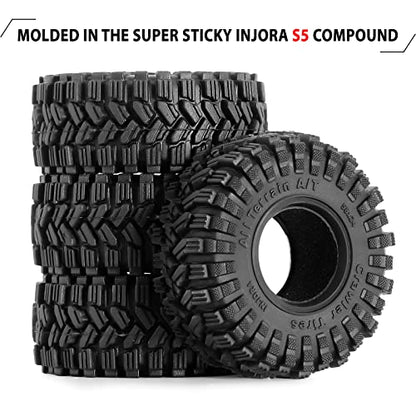 INJORA 1.0 58 * 24mm All Terrain Tires for 1/18 1/24 RC Crawler, T1017