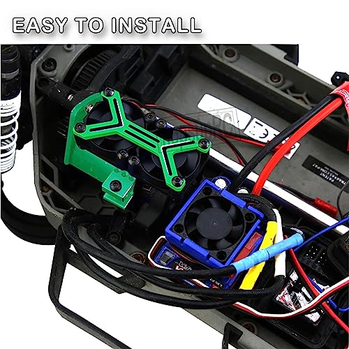 3660 540 550 Motor Cooling Fan with 36-38mm Adjustable Mount Upgrades Part for 1/10 Slash SCX10 TRX4,Aluminum High Speed Cooling Dual Fans 20000 RPM Heatsink Hops Up,Green - color: Green/36-38mm