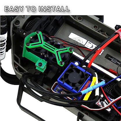 3660 540 550 Motor Cooling Fan with 36-38mm Adjustable Mount Upgrades Part for 1/10 Slash SCX10 TRX4,Aluminum High Speed Cooling Dual Fans 20000 RPM Heatsink Hops Up,Green - color: Green/36-38mm