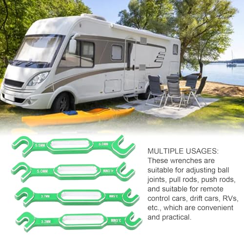 4PCS RC Car Wrenches Turnbuckle Nut Ball Joint Remover Aluminum Alloy RC Maintenance Spanner 3.0‑6.0mm (Green) - color: Green