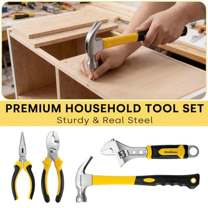 Enventor 419 PCS Home Tool Kit for DIY Repair, Home Maintenance with Drawer | General Home Auto Repair Tool Set Toolbox 3-Layer Organized Storage for Handyman, Homeowner